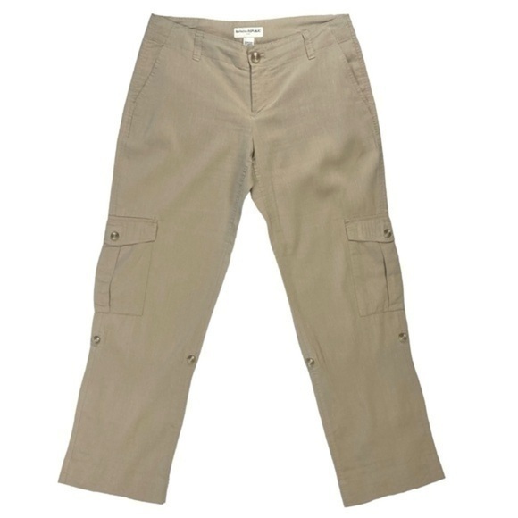 Banana Republic Cargo Pants Womens Size 6 Khaki Tan Stretch Linen Convertible - Picture 1 of 10